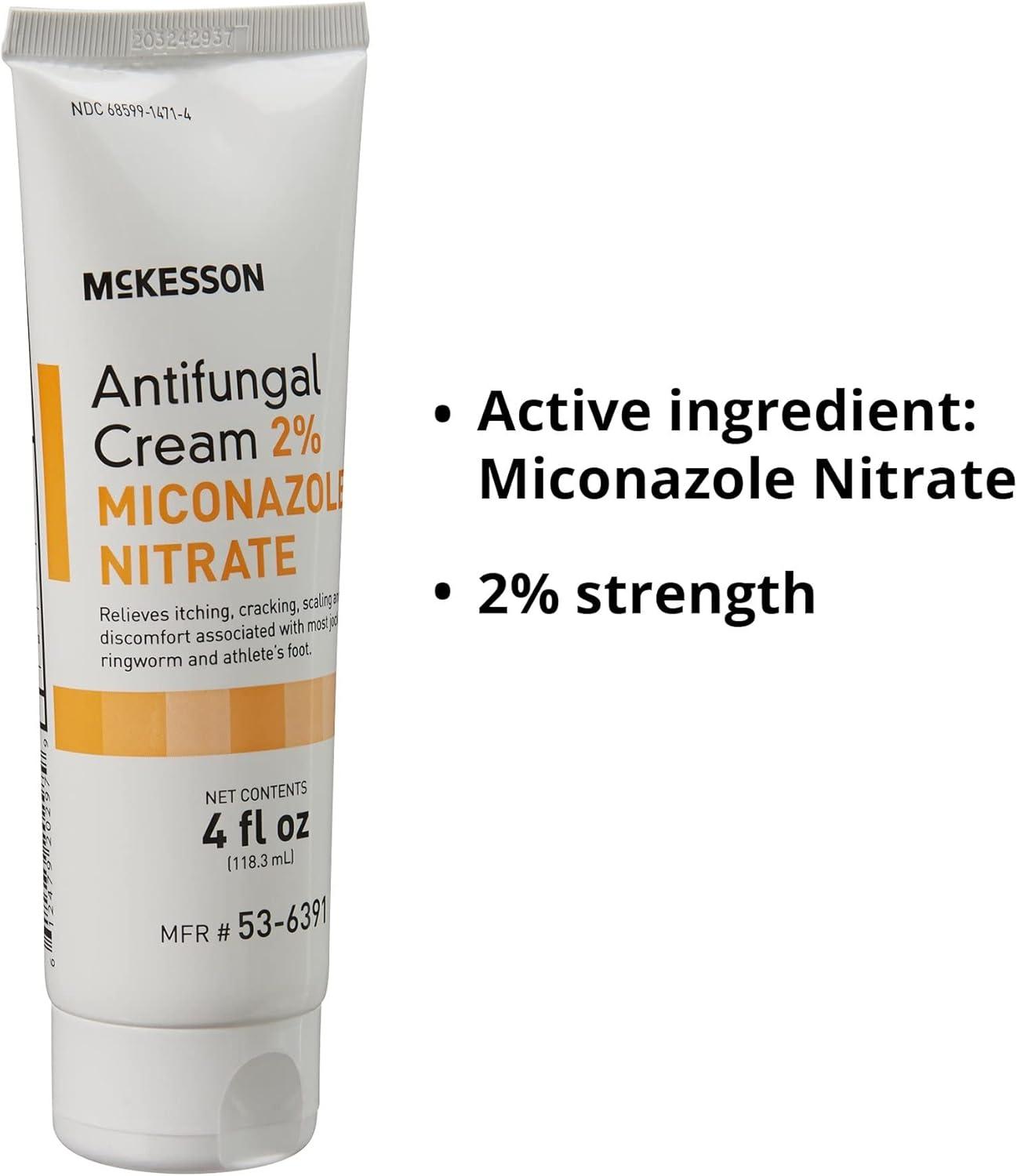 image:imageMcKesson Antifungal Cream 2 Miconazole Nitrate Relieves Itching Burning Cracking from Jock Itch Ringworm and Athlete Foot 4 oz 1 Count4 Ounce Pack of 3