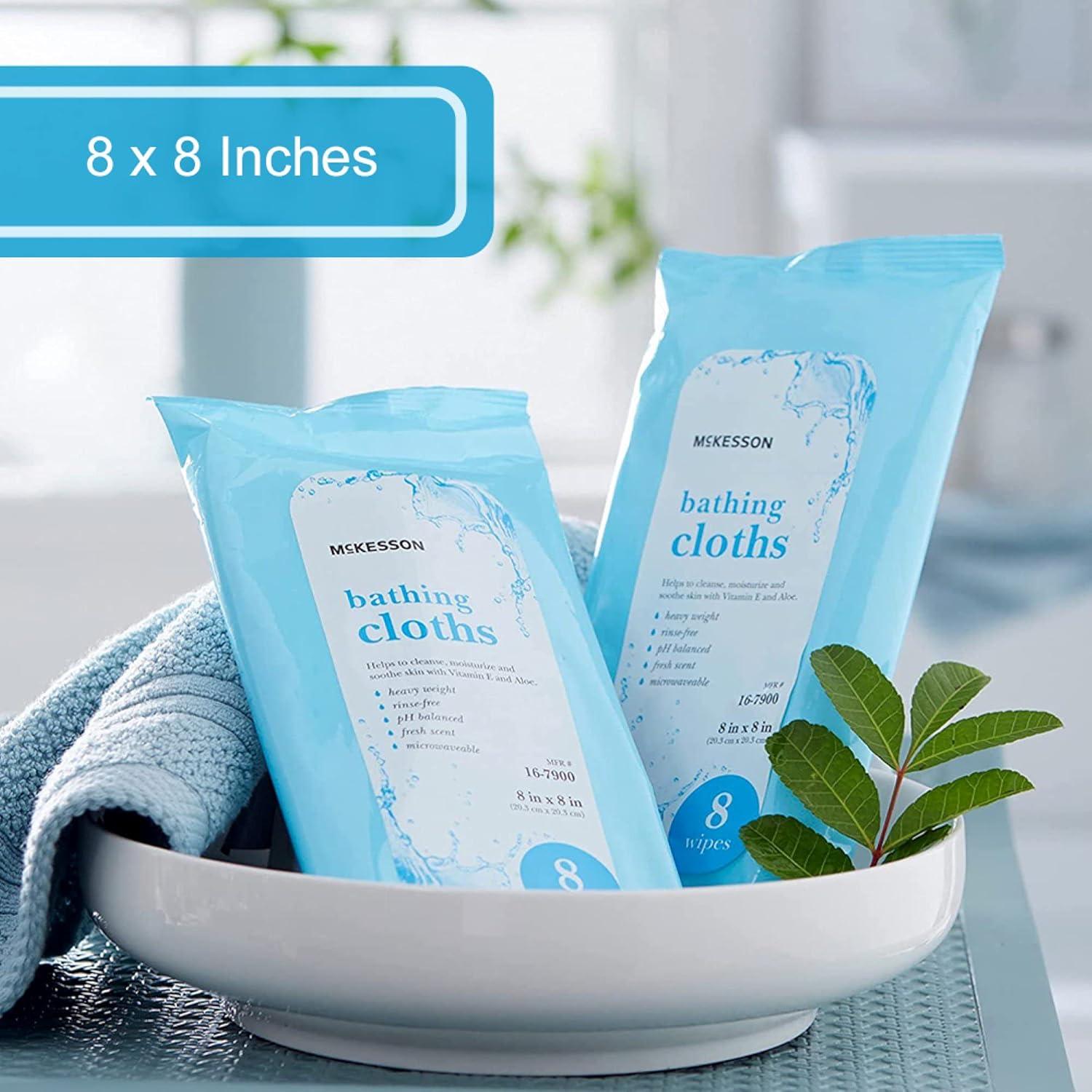 image:imageMcKesson Bathing Cloth with Aloe amp Vitamin E 8 Wipes No Rinse Shower amp Bathing Body Wipes for Adults amp Elderly Disposable Washcloths pH Balanced Fresh Scent