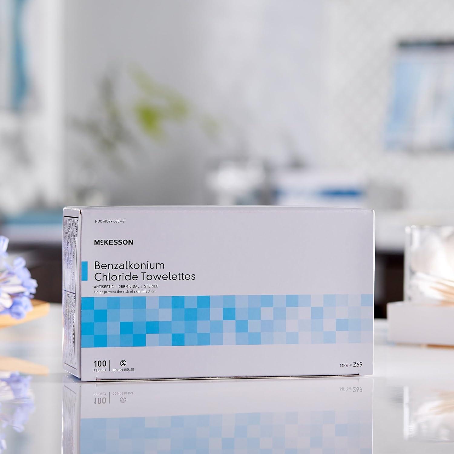 image:imageMcKesson Benzalkonium Chloride Towelettes Pack of 1000 First Aid Antiseptic Wipes Sterile Individual Wrapped1 Count Pack of 100
