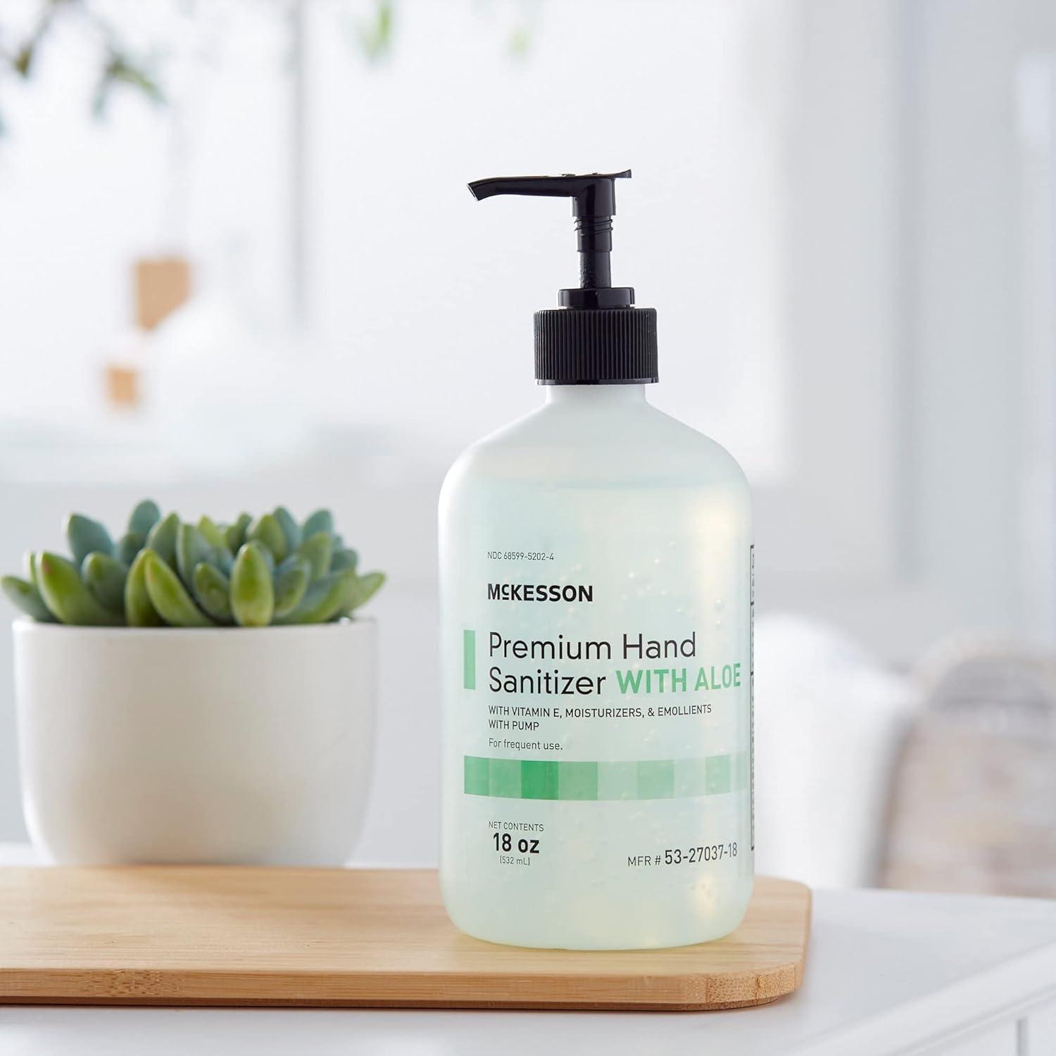 image:imageMcKesson Hand Sanitizer with Aloe 18 oz Pump Bottle Pack of 12 Bulk 70 Ethyl Alcohol Spring Water Scent NoRinse Gel with Vitamin E and Moisturizers MedicalGrade Sanitizer18 Fl Oz Pack of 2