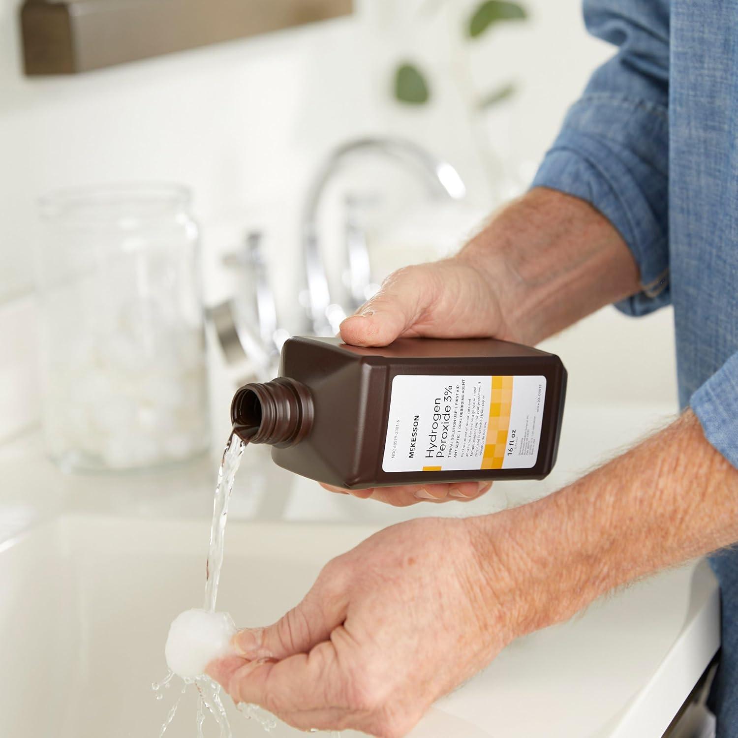 image:imageMcKesson Hydrogen Peroxide 3 1 Gallon Pack of 1 Topical Solution USP First Aid Antiseptic Oral Debriding Agent16 Fl Oz Pack of 1