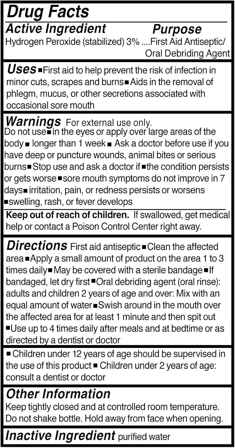 image:imageMcKesson Hydrogen Peroxide 3 1 Gallon Pack of 1 Topical Solution USP First Aid Antiseptic Oral Debriding Agent16 Fl Oz Pack of 12