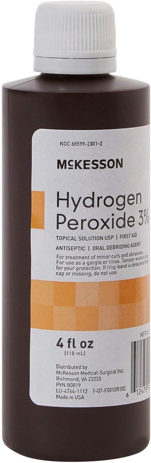 image:imageMcKesson Hydrogen Peroxide 3 1 Gallon Pack of 1 Topical Solution USP First Aid Antiseptic Oral Debriding Agent4 Fl Oz Pack of 1