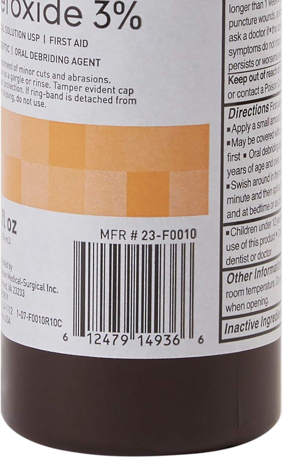 image:imageMcKesson Hydrogen Peroxide 3 1 Gallon Pack of 1 Topical Solution USP First Aid Antiseptic Oral Debriding Agent4 Fl Oz Pack of 1