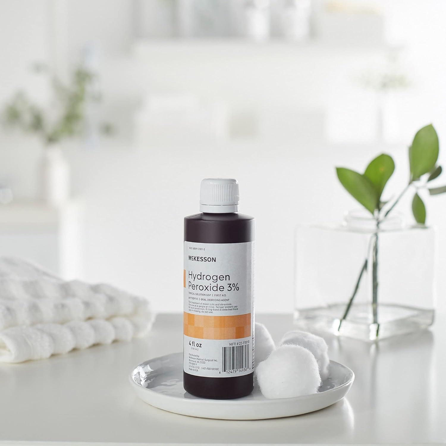 image:imageMcKesson Hydrogen Peroxide 3 1 Gallon Pack of 1 Topical Solution USP First Aid Antiseptic Oral Debriding Agent4 Fl Oz Pack of 1