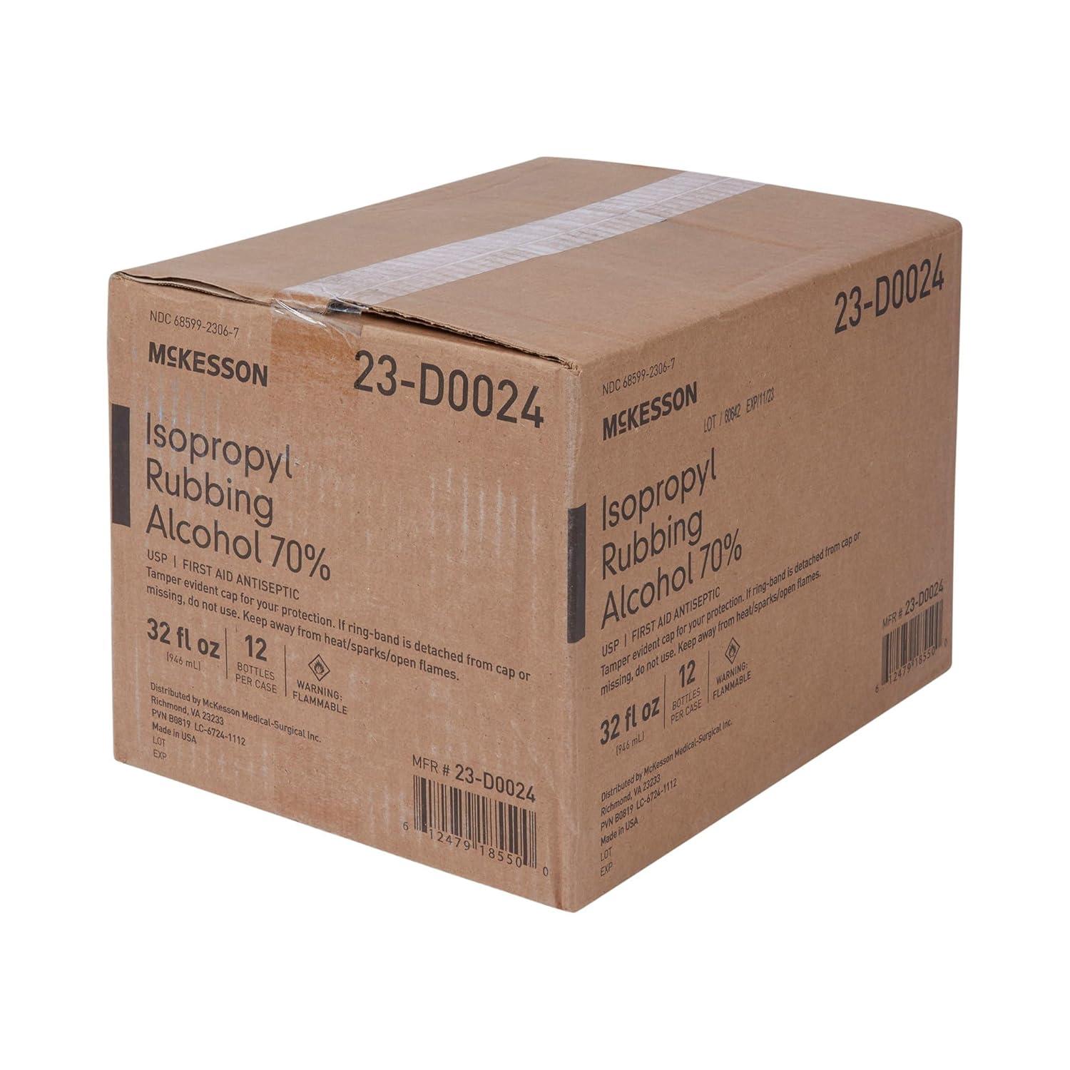 image:imageMcKesson Isopropyl Rubbing Alcohol 70 1 Count USP First Aid Antiseptic 32 oz32 Fl Oz Pack of 12