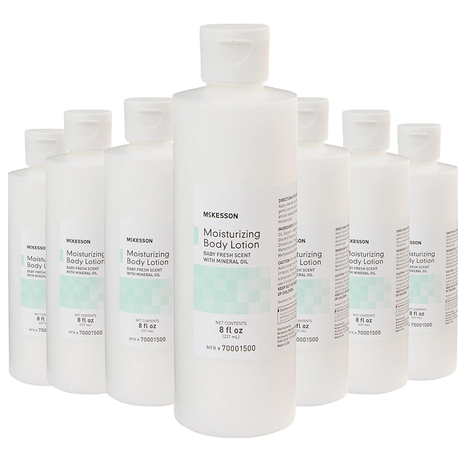 image:imageMcKesson Moisturizing Body Lotion with Mineral Oil Baby Fresh Scent 4 fl oz 60 Count1 Ounce Pack of 36