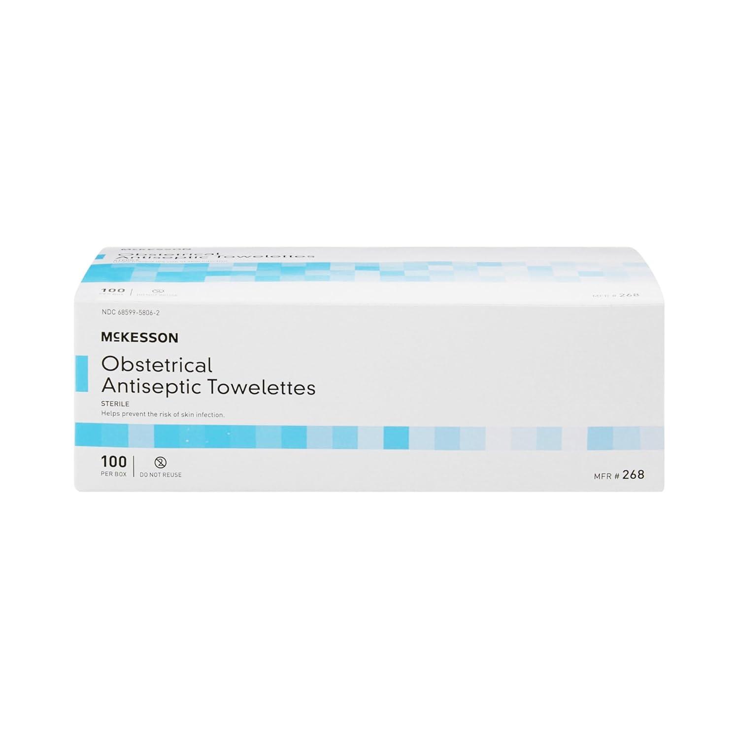 image:imageMcKesson Obstetrical Antiseptic Towelettes Wipes Sterile Individual Packet Clean Scent 100 Count 1 Pack1 Count Pack of 100