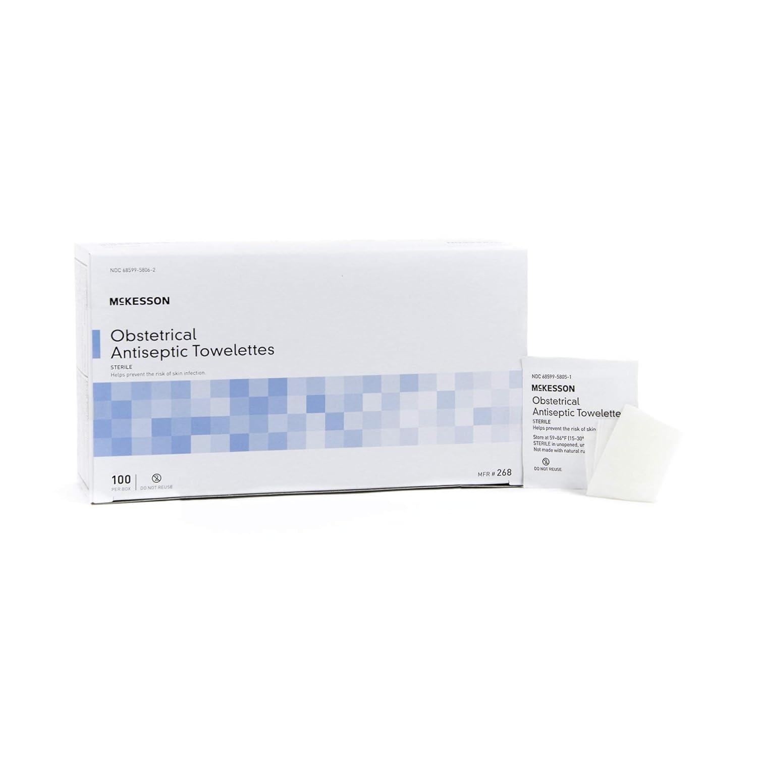 image:imageMcKesson Obstetrical Antiseptic Towelettes Wipes Sterile Individual Packet Clean Scent 100 Count 1 Pack1 Count Pack of 100
