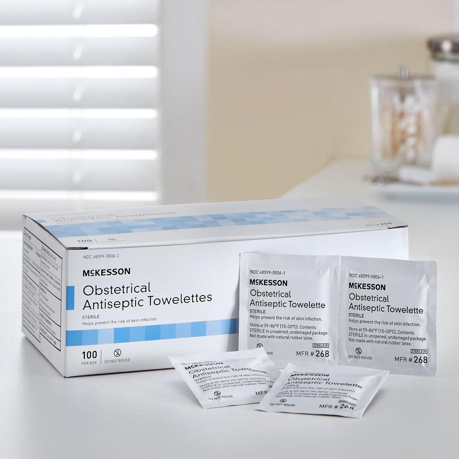 image:imageMcKesson Obstetrical Antiseptic Towelettes Wipes Sterile Individual Packet Clean Scent 100 Count 1 Pack1 Count Pack of 1000