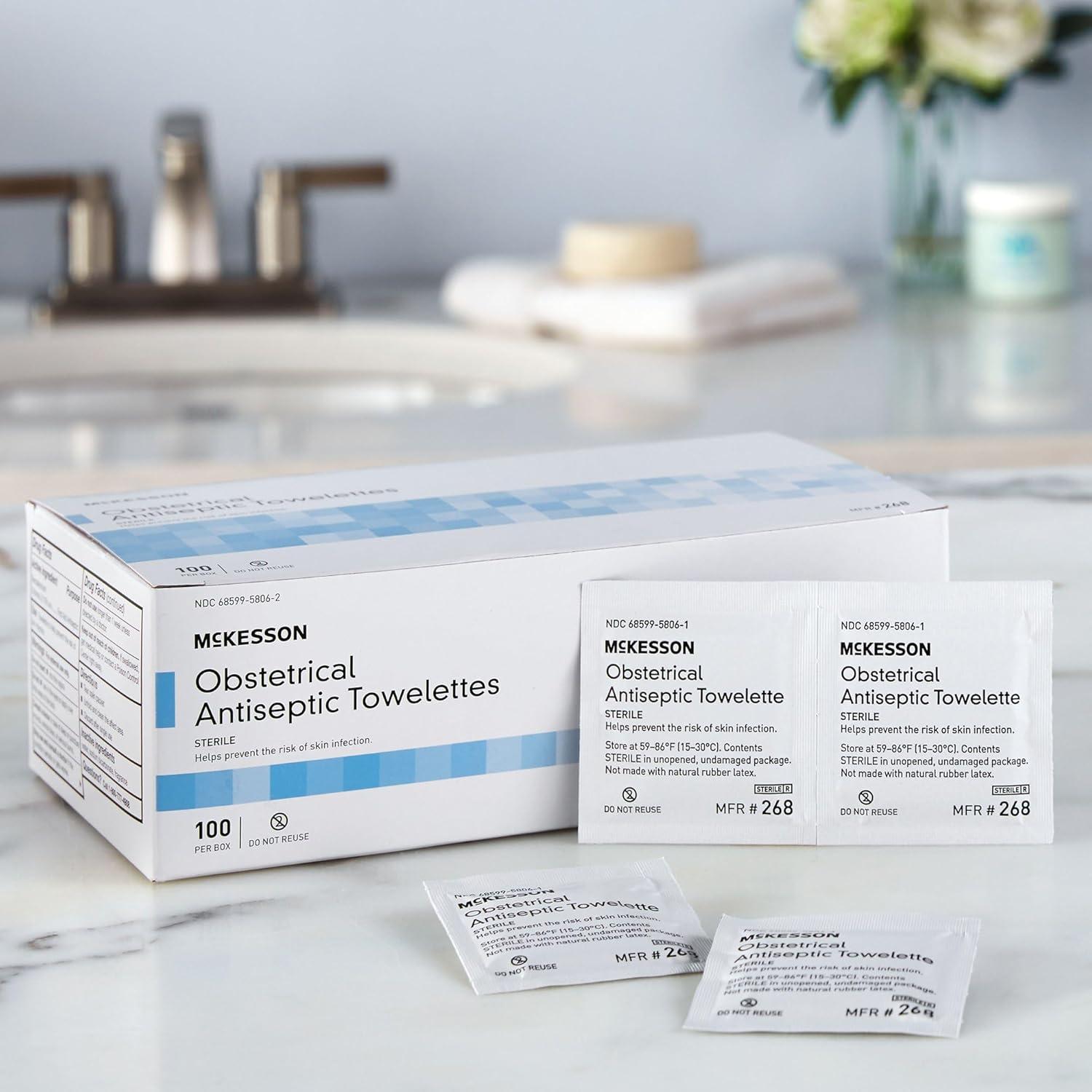 image:imageMcKesson Obstetrical Antiseptic Towelettes Wipes Sterile Individual Packet Clean Scent 100 Count 1 Pack1 Count Pack of 1000