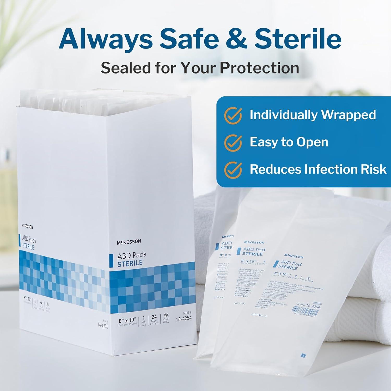 image:imageMcKesson Sterile ABD Pads 8 x 10 in 48 Count Abdominal Pads for Wound Care Non Stick Gauze Dressing Surgical Absorbent Pad for Drainage and PostOp Use8 x 10 Inch