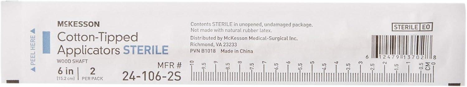 image:imageMcKesson Sterile Cotton Tipped Applicators 6 Inch Box of 200 Medical Cotton Swabs for Wound Care Cleaning and Application Wooden Shaft Disposable