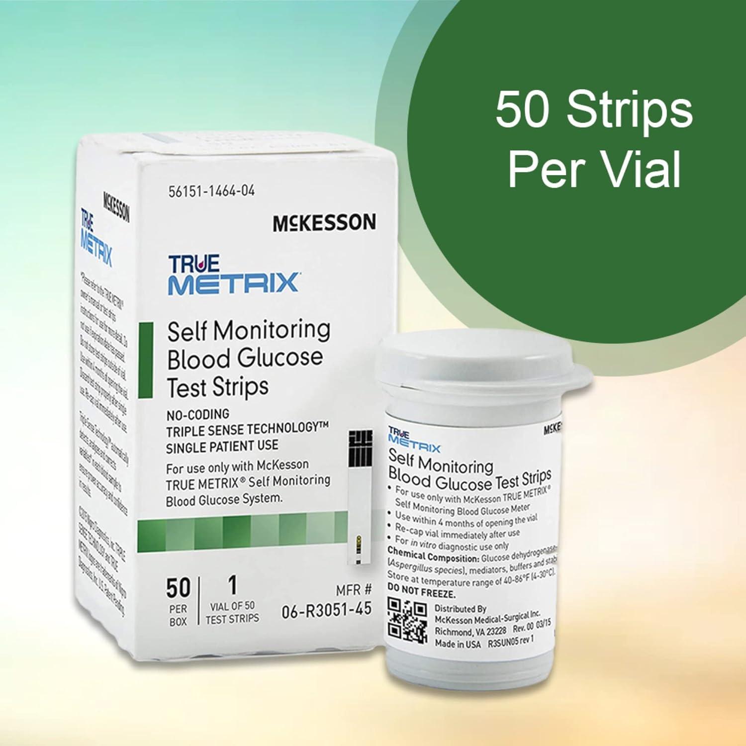 image:imageMcKesson True METRIX Blood Glucose Test Strips for Diabetes 100 Strips SelfMonitoring System50 Count Pack of 1