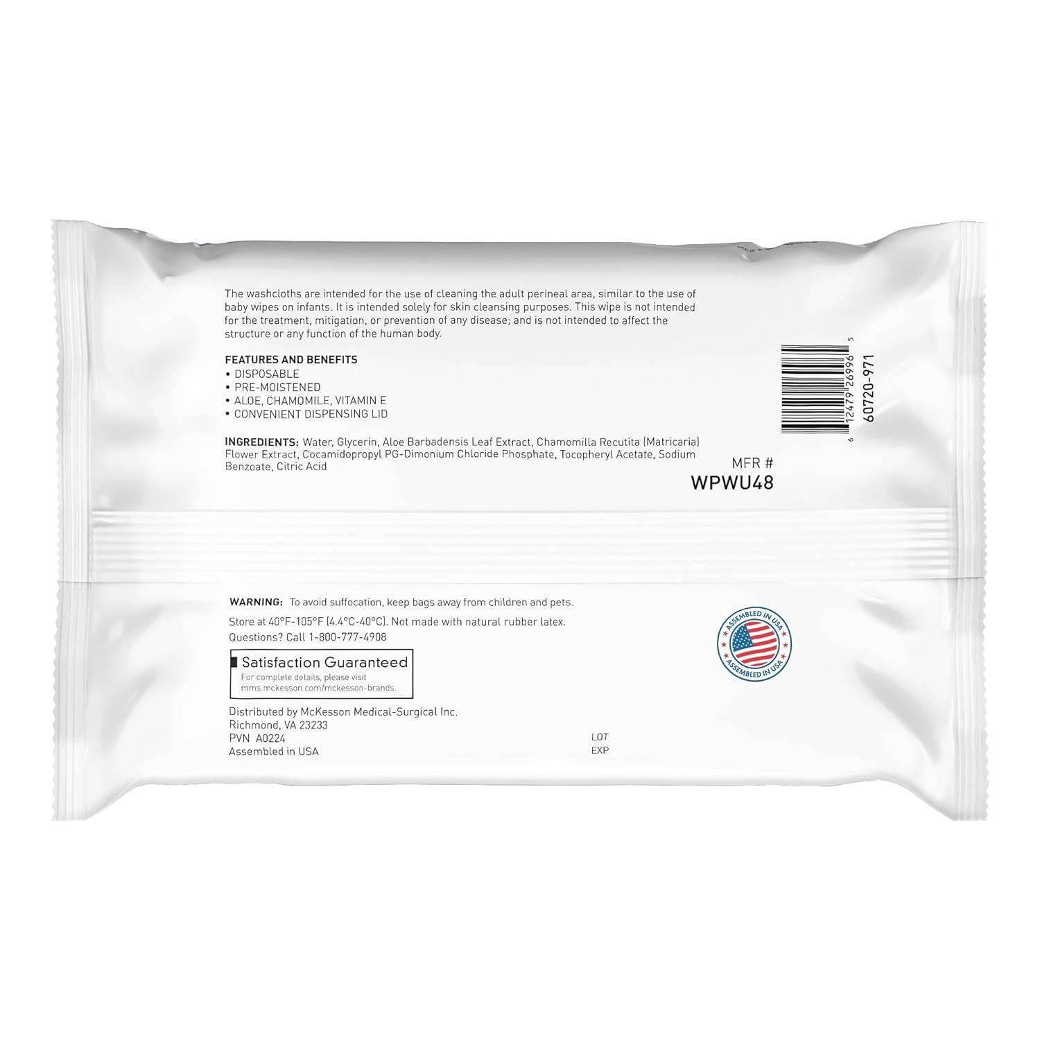 image:imageMcKesson Washcloth Wipes for Adults Unscented 3 Pack 288 Washcloths Disposable Wash Cloths for Body FragranceFree NoRinse Formula Good for Incontinence and Elderly 96 Wipes Per Pack