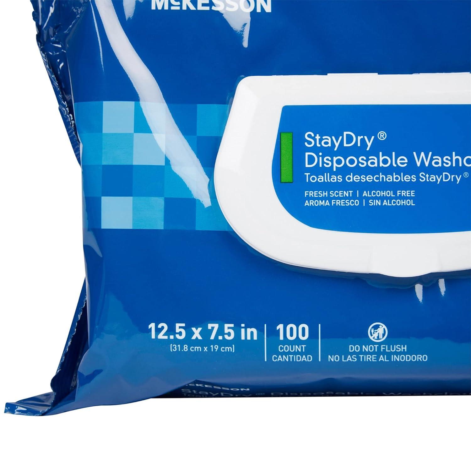 image:imageMcKesson Washcloth Wipes for Adults Unscented 6 Pack 288 Washcloths Disposable Wash Cloths for Body FragranceFree NoRinse Formula Good for Incontinence and Elderly 48 Wipes Per Pack100 Count Pack of 6