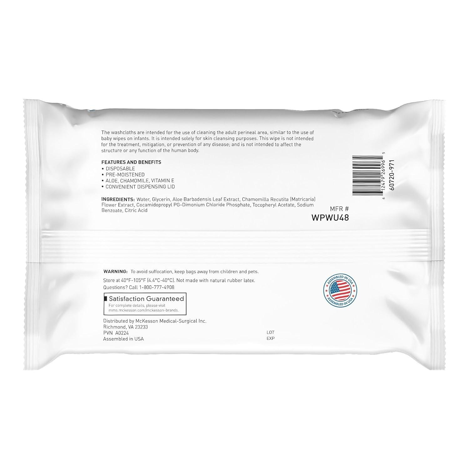 image:imageMcKesson Washcloth Wipes for Adults Unscented 6 Pack 288 Washcloths Disposable Wash Cloths for Body FragranceFree NoRinse Formula Good for Incontinence and Elderly 48 Wipes Per Pack48 Count Pack of 12