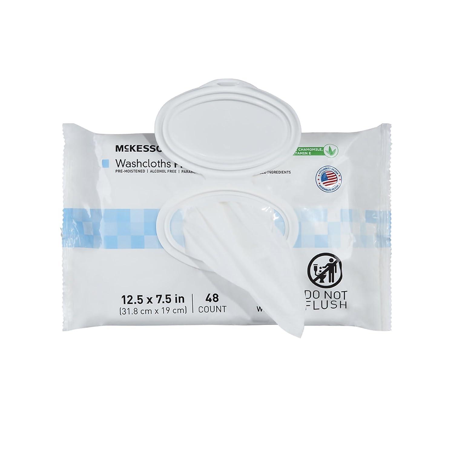 image:imageMcKesson Washcloth Wipes for Adults Unscented 6 Pack 288 Washcloths Disposable Wash Cloths for Body FragranceFree NoRinse Formula Good for Incontinence and Elderly 48 Wipes Per Pack48 Count Pack of 6