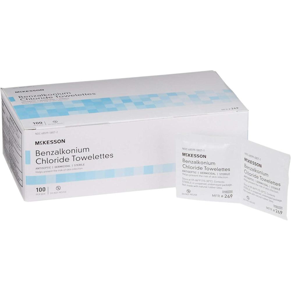 image:imageMcKesson Benzalkonium Chloride Towelettes Pack of 1000 First Aid Antiseptic Wipes Sterile Individual Wrapped1 Count Pack of 1000