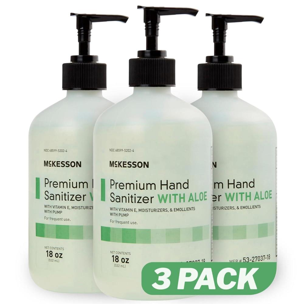 image:imageMcKesson Hand Sanitizer with Aloe 18 oz Pump Bottle Pack of 12 Bulk 70 Ethyl Alcohol Spring Water Scent NoRinse Gel with Vitamin E and Moisturizers MedicalGrade Sanitizer18 Fl Oz Pack of 3