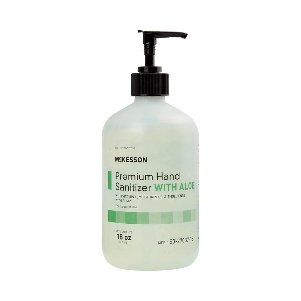 image:imageMcKesson Hand Sanitizer with Aloe 18 oz Pump Bottle Pack of 12 Bulk 70 Ethyl Alcohol Spring Water Scent NoRinse Gel with Vitamin E and Moisturizers MedicalGrade Sanitizer18 Ounce Pack of 5