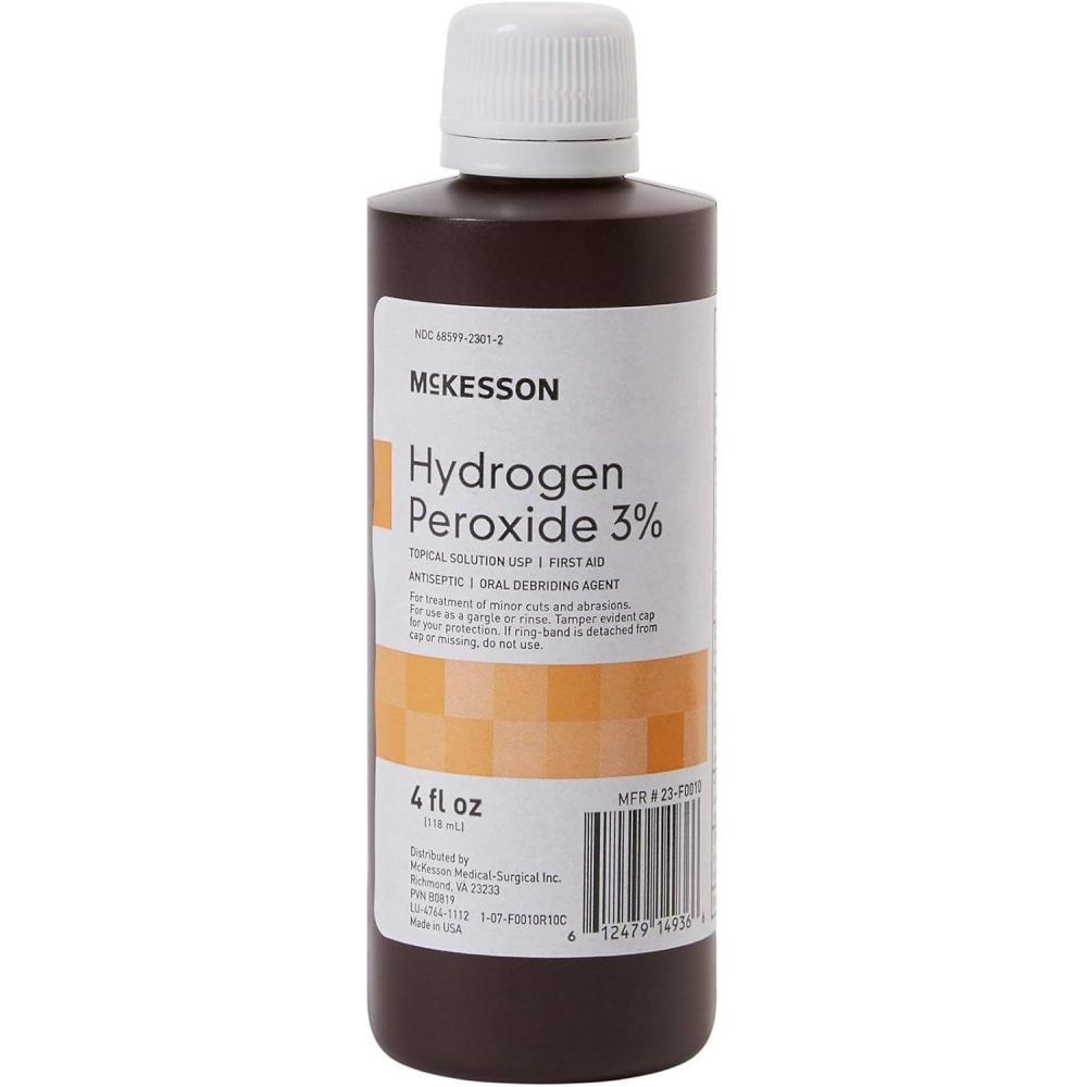 image:imageMcKesson Hydrogen Peroxide 3 1 Gallon Pack of 1 Topical Solution USP First Aid Antiseptic Oral Debriding Agent4 Fl Oz Pack of 1