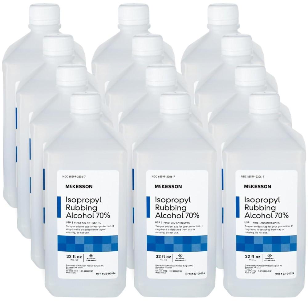 image:imageMcKesson Isopropyl Rubbing Alcohol 70 1 Count USP First Aid Antiseptic 32 oz32 Fl Oz Pack of 12