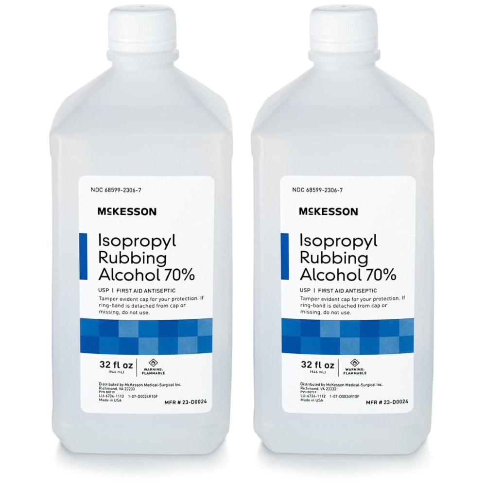 image:imageMcKesson Isopropyl Rubbing Alcohol 70 1 Count USP First Aid Antiseptic 32 oz32 Fl Oz Pack of 2