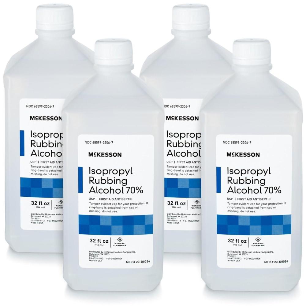 image:imageMcKesson Isopropyl Rubbing Alcohol 70 1 Count USP First Aid Antiseptic 32 oz32 Fl Oz Pack of 4