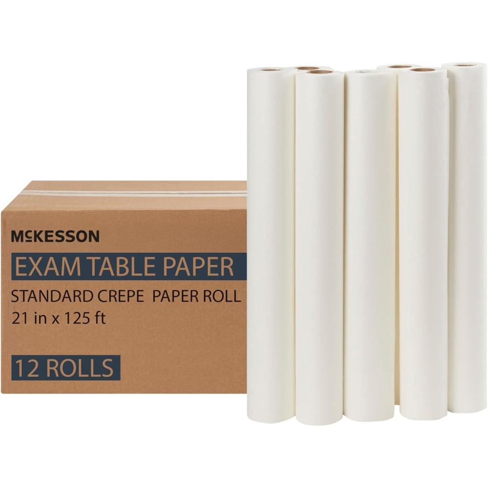 image:imageMcKesson Medical Exam Table Paper Rolls 12 Rolls  21 in x 200 ft White Standard Smooth Disposable Bed Cover for Doctor Spa Diaper Changing Waxing Nursing Chiropractor Patternmaking Tracing21X125 Crepe