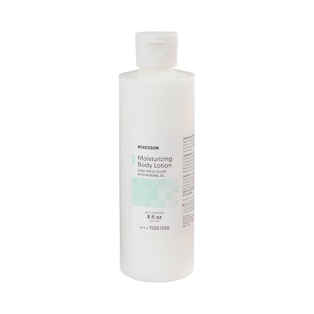 image:imageMcKesson Moisturizing Body Lotion with Mineral Oil Baby Fresh Scent 4 fl oz 60 Count1 Ounce Pack of 1