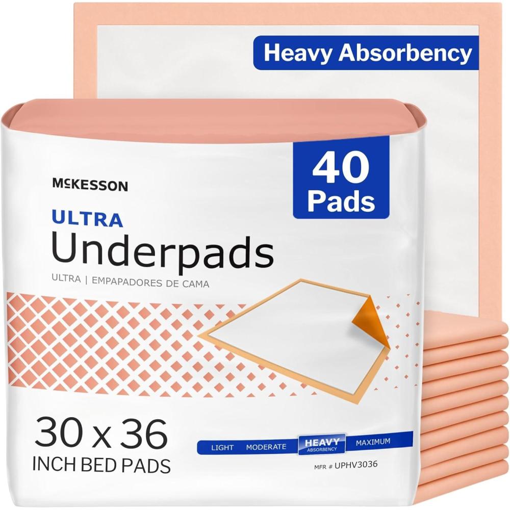 image:imageMcKesson Underpads Disposable Bed Pads 30 x 36 100 Count Heavy Absorbency Ultra Incontinence Chux Pads for Adults Elderly and Baby Pee Pads30 X 36 Inch Pack of 40