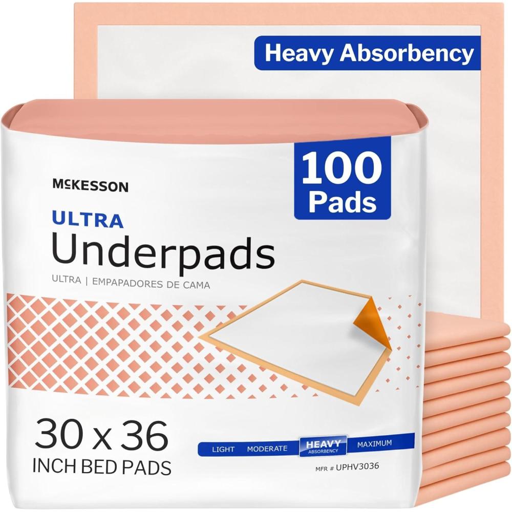 image:imageMcKesson Underpads Disposable Bed Pads 30 x 36 100 Count Heavy Absorbency Ultra Incontinence Chux Pads for Adults Elderly and Baby Pee Pads30x36 Inch Pack of 100
