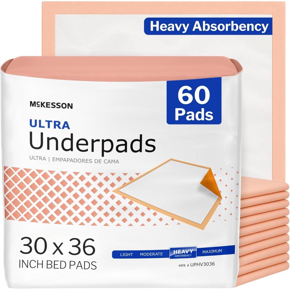 image:imageMcKesson Underpads Disposable Bed Pads 30 x 36 100 Count Heavy Absorbency Ultra Incontinence Chux Pads for Adults Elderly and Baby Pee Pads30x36 Inch Pack of 60