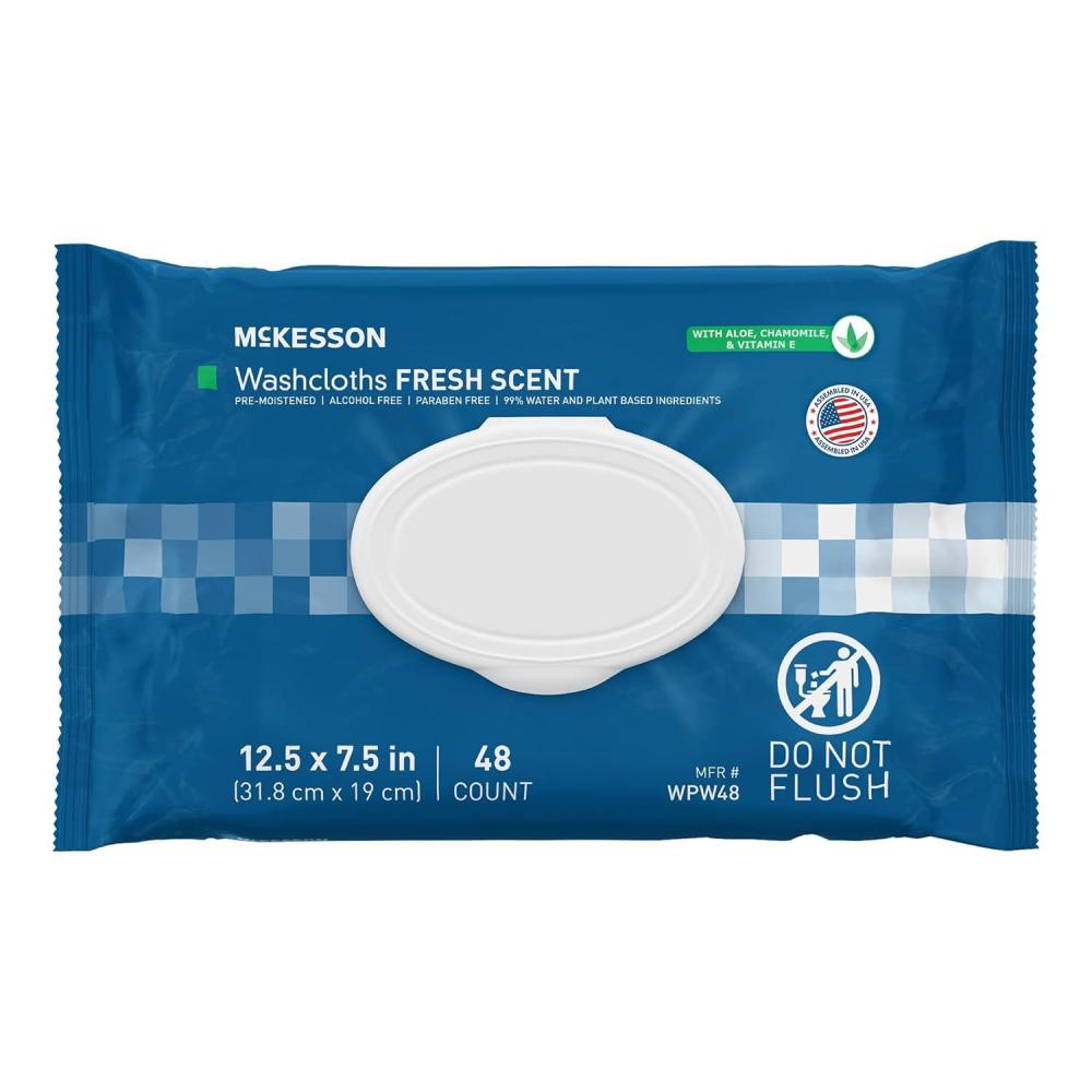 image:imageMcKesson Washcloth Wipes for Adults Unscented 6 Pack 288 Washcloths Disposable Wash Cloths for Body  FragranceFree NoRinse Formula  Good for Incontinence and Elderly  48 Wipes Per Pack48 Count Pack of 1