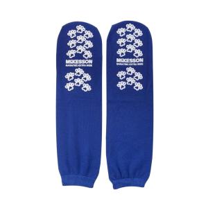 McKesson Adult Bariatric Slipper Socks Non-Skid & Slip Sole Blue – 1 Pair