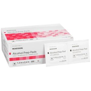 McKesson Alcohol Prep Pads [Pack of 200] 70% Isopropyl, Individually Wrapped Wipes, Sterile, Medical-Grade, First Aid, Medium(1 Count (Pack of 200))