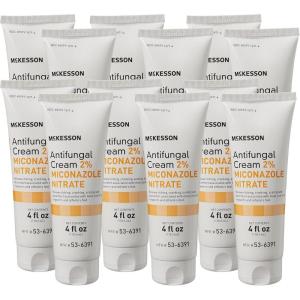 McKesson Antifungal Cream, 2% Miconazole Nitrate – Relieves Itching, Burning, Cracking from Jock Itch, Ringworm and Athlete Foot – 4 oz., 1 Count(4 Fl Oz (Pack of 12))