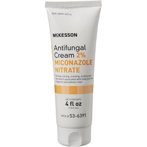 McKesson Antifungal Cream, 2% Miconazole Nitrate – Relieves Itching, Burning, Cracking from Jock Itch, Ringworm and Athlete Foot – 4 oz., 1 Count(4 Ounce (Pack of 1))