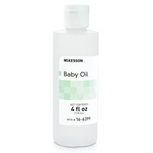 McKesson Baby Oil for Dry Sensitive Skin, Scented Mineral Oil to Prevent Moisture Loss, 4 oz, 96 Count