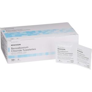McKesson Benzalkonium Chloride Towelettes [Pack of 1000] First Aid Antiseptic Wipes, Sterile Individual Wrapped(1 Count (Pack of 1000))