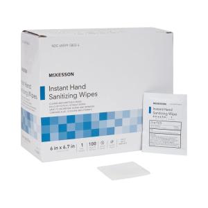 McKesson Hand Sanitizing Wipes [200 Count] Alcohol Wipes with Aloe and Vitamin E, Travel, Individually Wrapped