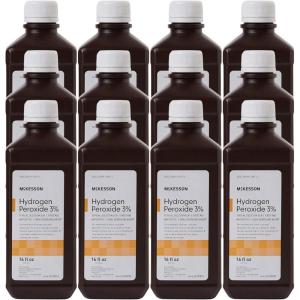 McKesson Hydrogen Peroxide 3%, 1 Gallon [Pack of 1] Topical Solution USP, First Aid Antiseptic, Oral Debriding Agent(16 Fl Oz (Pack of 12))