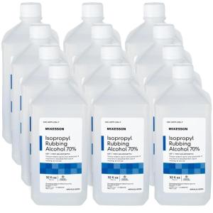 McKesson Isopropyl Rubbing Alcohol 70% [1 Count] USP First Aid Antiseptic, 32 oz(32 Fl Oz (Pack of 12))