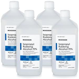 McKesson Isopropyl Rubbing Alcohol 70% [1 Count] USP First Aid Antiseptic, 32 oz(32 Fl Oz (Pack of 4))