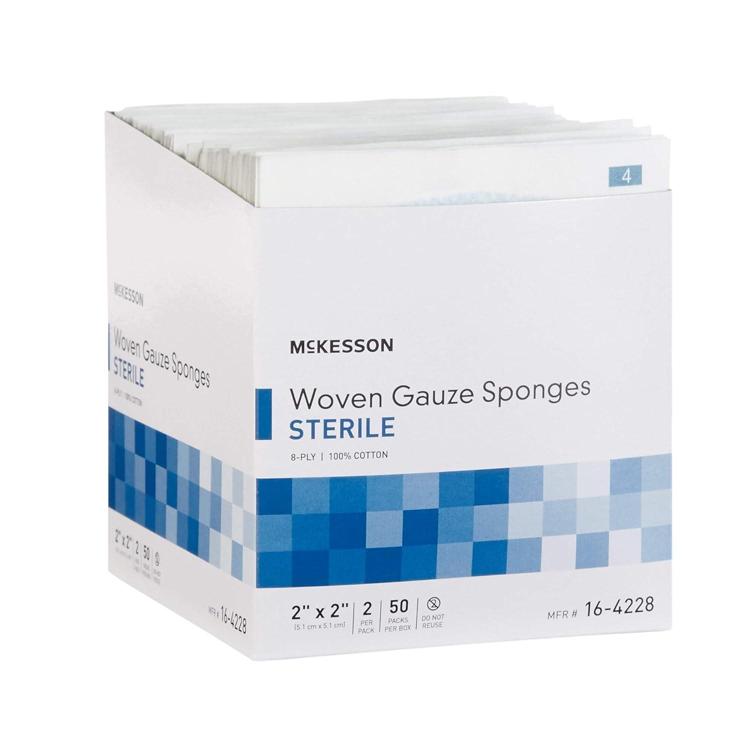 image:imageMcKesson 8Ply Sterile Gauze Sponges 2 x 2 2 Counts per Pack 1500 Packs Total 3000 Sterile Gauze Sponges