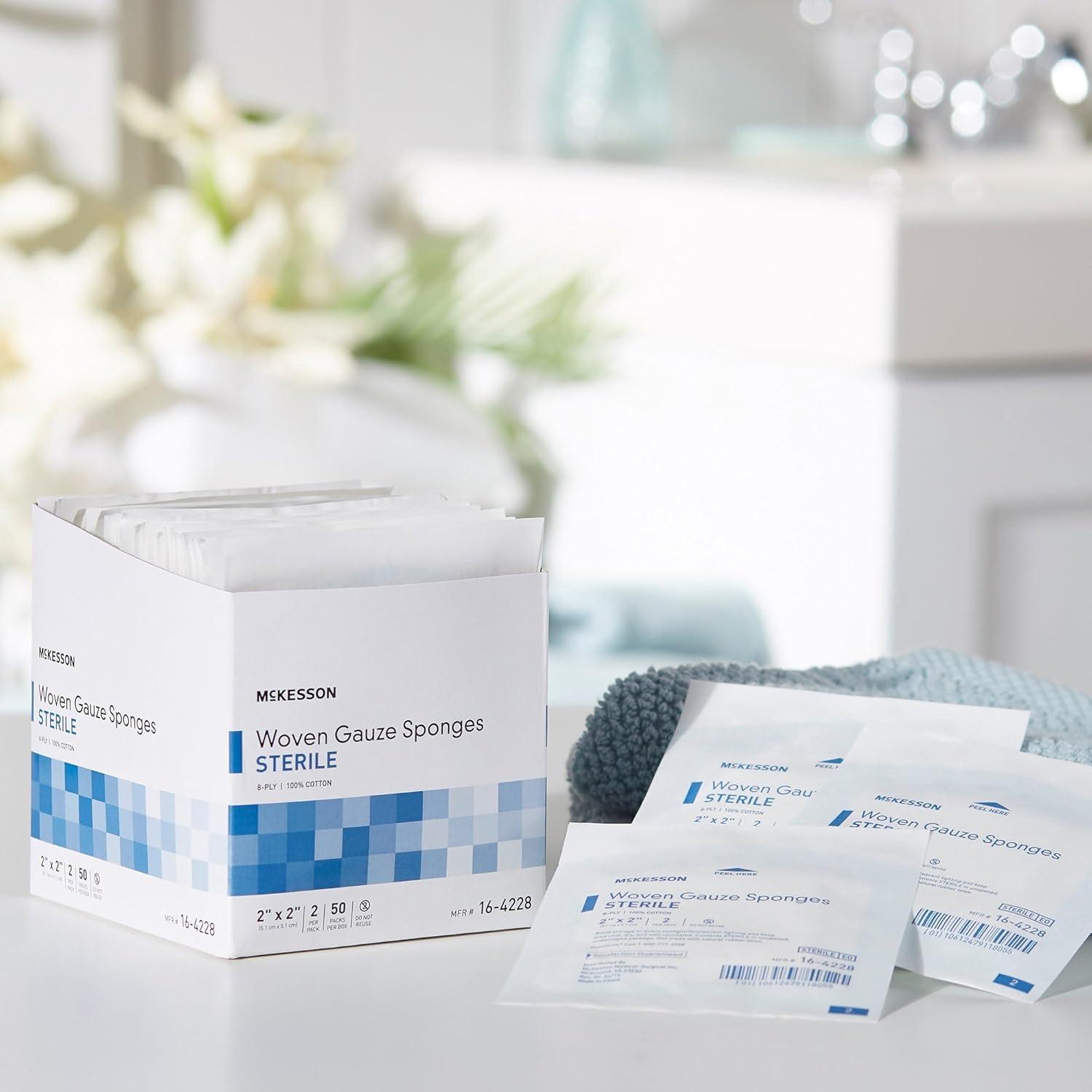 image:imageMcKesson 8Ply Sterile Gauze Sponges 2 x 2 2 Counts per Pack 1500 Packs Total 3000 Sterile Gauze Sponges
