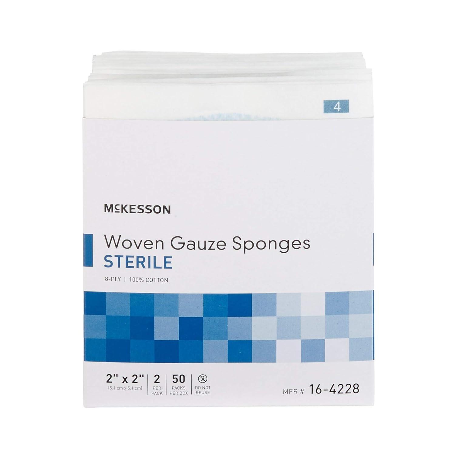 image:imageMcKesson 8Ply Sterile Gauze Sponges 2 x 2 2 Counts per Pack 1500 Packs Total 3000 Sterile Gauze Sponges