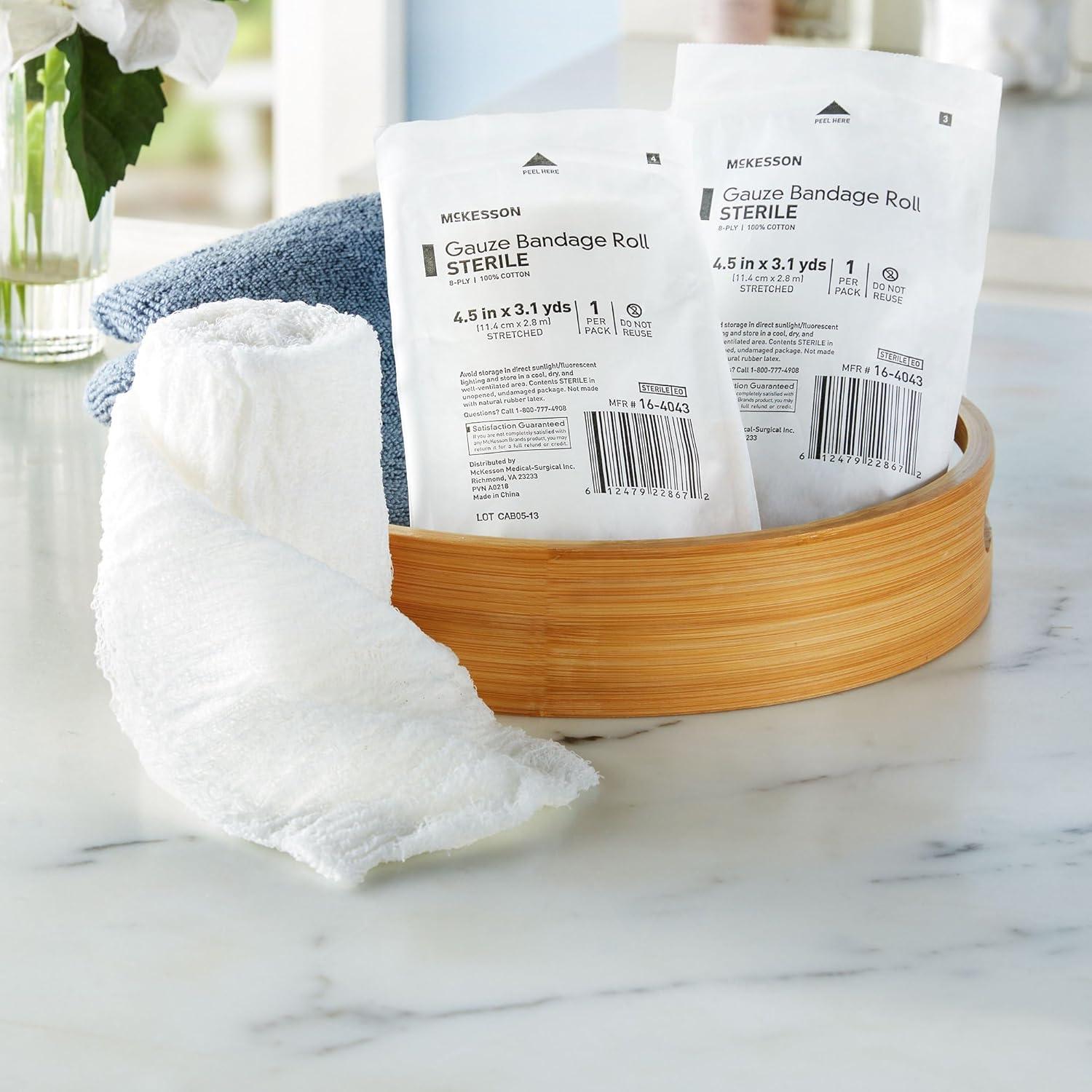 image:imageMcKesson 96 Pack Sterile Gauze Roll Bandages 45 in x 31 Yards 8ply Premium Medical Supplies amp First Aid Supplies Bandage Wrap Vet Wrap45 x 31 yd 100 Count