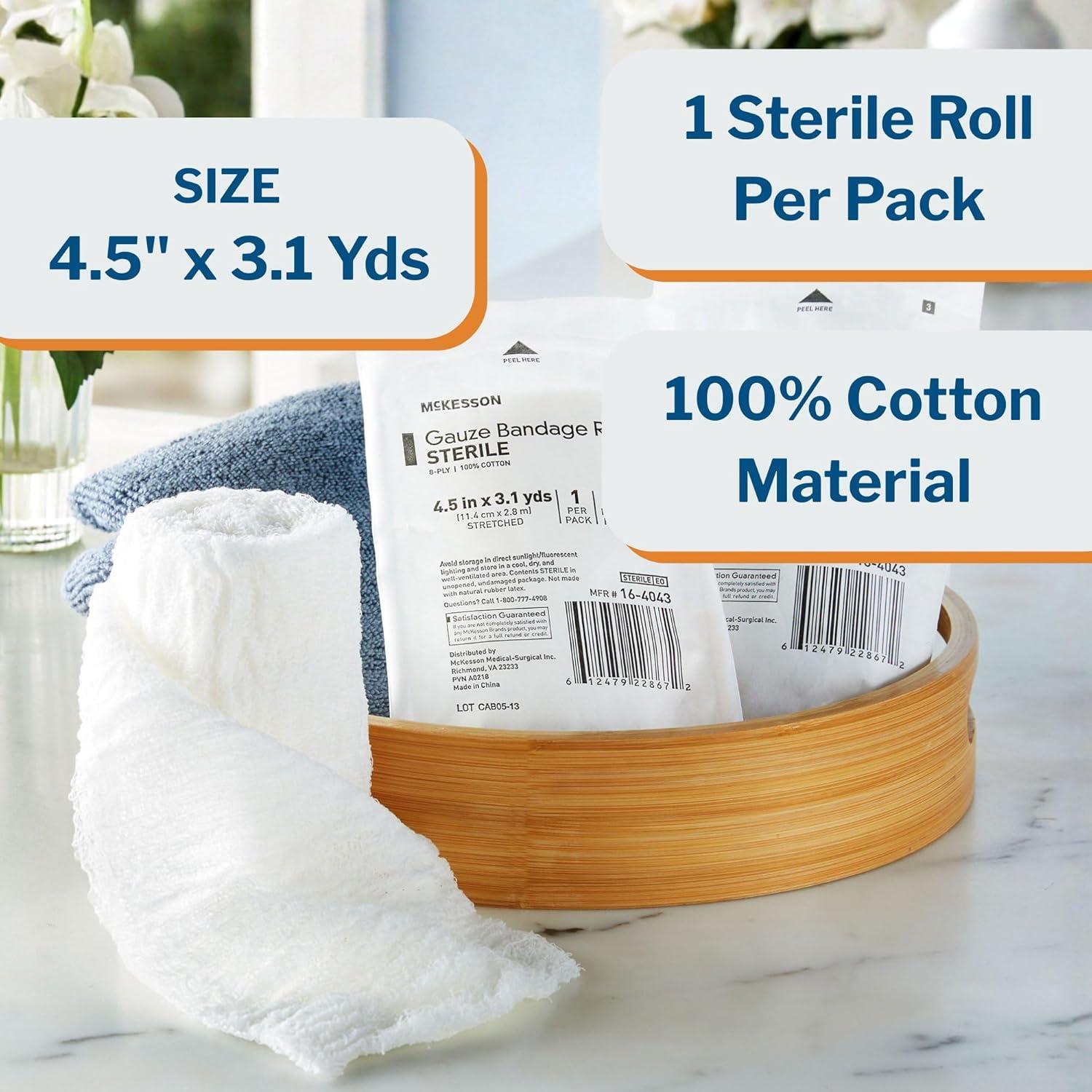 image:imageMcKesson 96 Pack Sterile Gauze Roll Bandages 45 in x 31 Yards 8ply Premium Medical Supplies amp First Aid Supplies Bandage Wrap Vet Wrap45 x 31 yd 100 Count